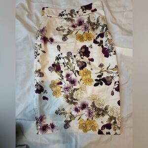 ANTONIO MELANI Cream Skirt with Purple and Yellow Floral Design
